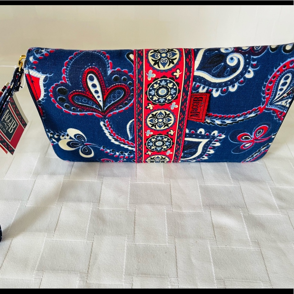 Maggi B Zip Wallet Clutch Sift Fabric Paisley Design NWT